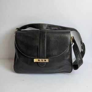 Vintage Salvatore Ferragamo Black Leather Shoulder Bag